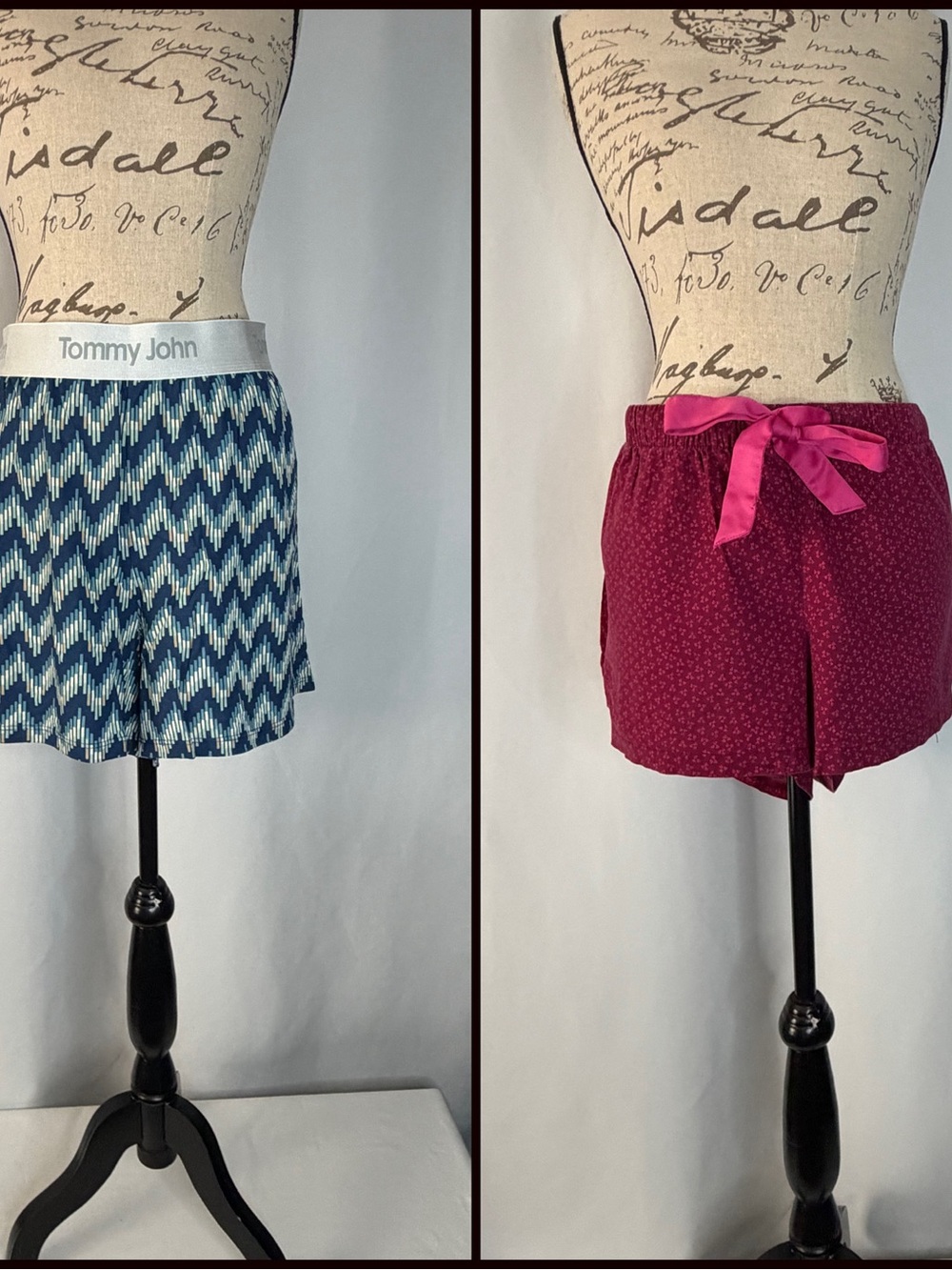 Tommy John Blue Chevron & Raspberry Sleep Shorts, 2XL